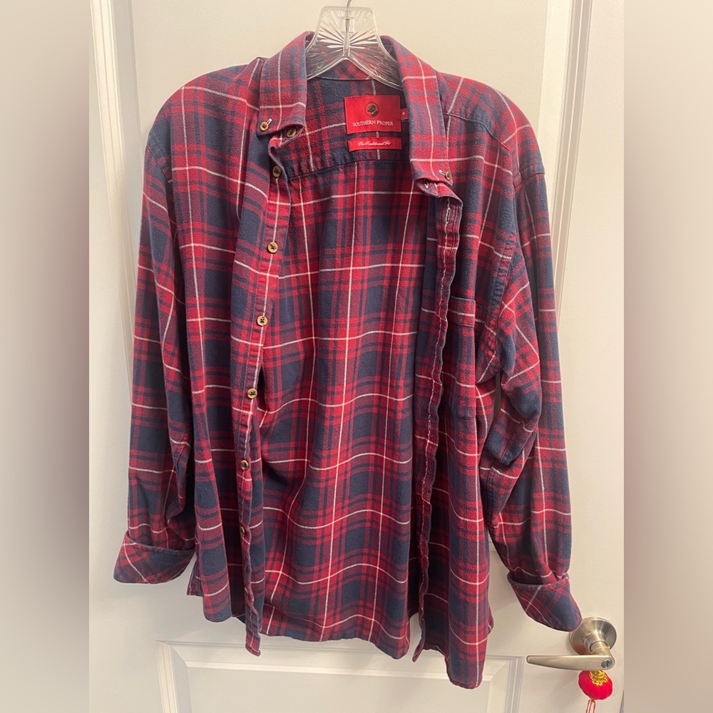 Southern Proper Red and Navy Plaid Shirt